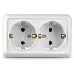 Розетка 2-м ОП Олимп 16А с заземл. бел. UNIVersal О0128