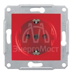 Механизм розетки 1-м СП Sedna защ. шторки с заземл. красн. SchE SDN3000341