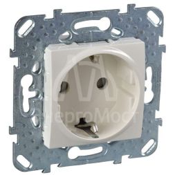 Механизм розетки 1-м СП Unica защ. шторки с заземл. беж. SchE MGU5.037.25ZD