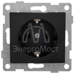 Розетка 1-м СП Bravo 16А 250В с заземл. защ. шторки механизм графит GUSI С10Р4-010