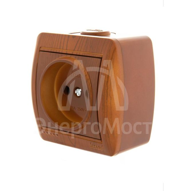 Розетка 1-м ОП Nata 16А IP20 без заземл. керамика сосна LEZARD 710-0800-121