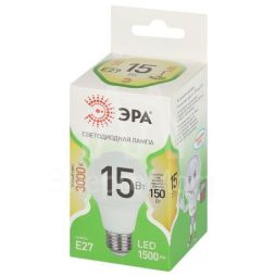 Лампа светодиодная GREEN LINE A60-15W-830-E27 GL 15Вт груша 3000К свет тепл. E27 Эра Б0067112