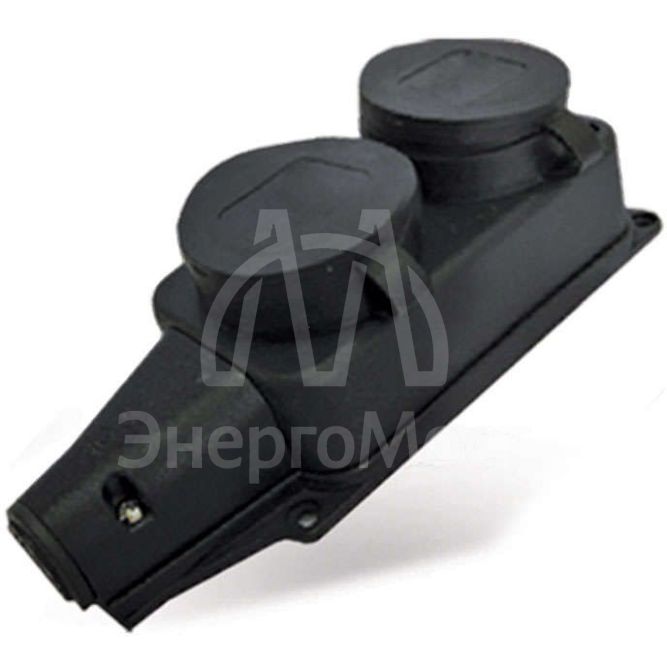 Колодка 2-м однофазная с заглушками (каучук) UNIVersal 1027