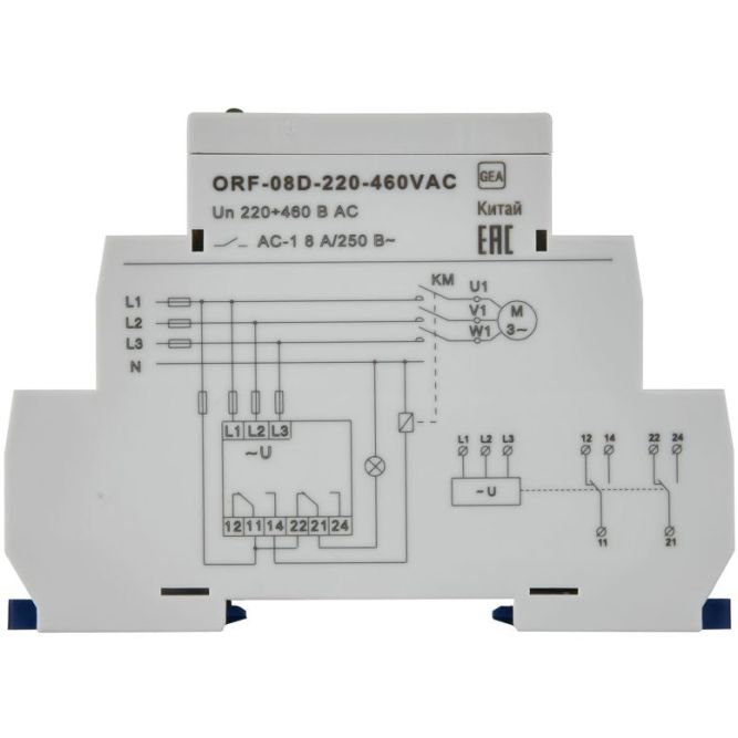 Реле фаз ORF-08D 3ф 2 конт. 220-460В AC ONI ORF-08D-220-460VAC