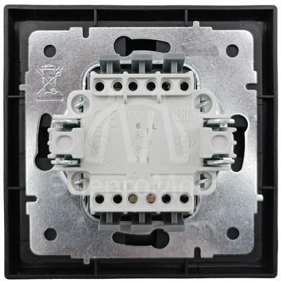 Выключатель проходной 1-кл. с индик. СП ZIMA IP20 10А безвинт. зажим черн. бархат LEZARD 704-4288-114QC