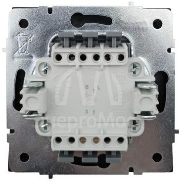 Выключатель проходной 1-кл. с индик. СП ZIMA IP20 10А безвинт. зажим черн. бархат LEZARD 704-4288-114QC