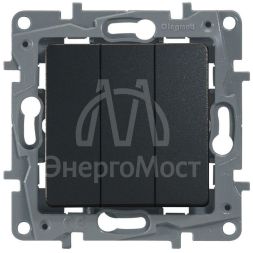 Механизм выключателя 3-кл. СП Etika Plus 10А IP20 250В 10AX винт. зажимы антрацит Leg 672613
