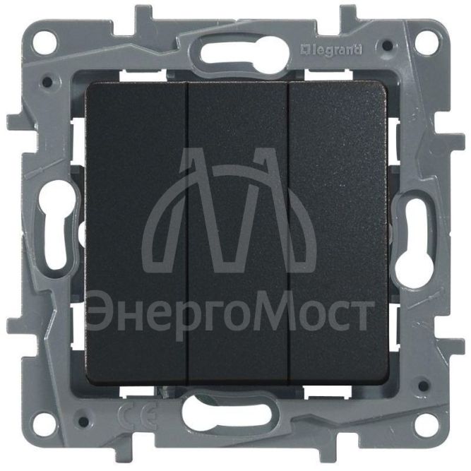 Механизм выключателя 3-кл. СП Etika Plus 10А IP20 250В 10AX винт. зажимы антрацит Leg 672613