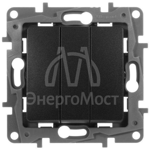 Механизм выключателя 3-кл. СП Etika Plus 10А IP20 250В 10AX винт. зажимы антрацит Leg 672613
