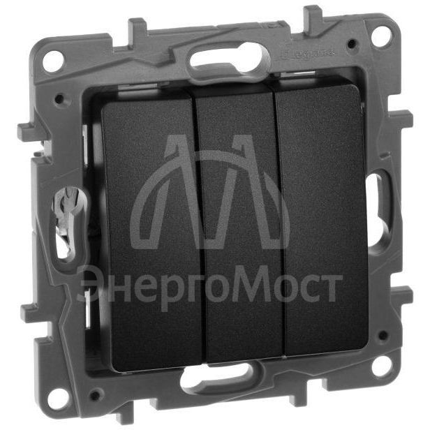 Механизм выключателя 3-кл. СП Etika Plus 10А IP20 250В 10AX винт. зажимы антрацит Leg 672613
