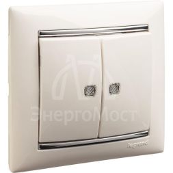 Механизм выключателя 2-кл. СП Valena 10А IP31 250В с зел. подсветкой бел. Leg 774428