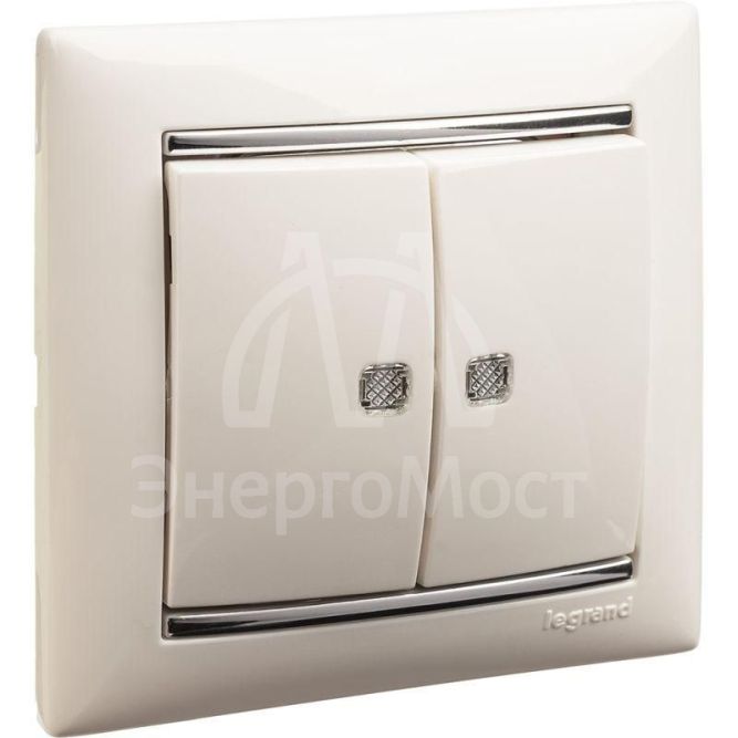 Механизм выключателя 2-кл. СП Valena 10А IP31 250В с зел. подсветкой бел. Leg 774428