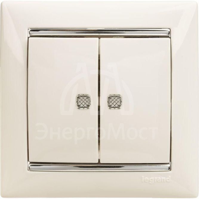 Механизм выключателя 2-кл. СП Valena 10А IP31 250В с зел. подсветкой бел. Leg 774428