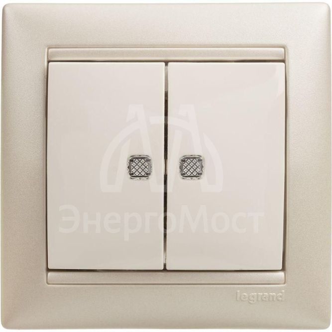 Механизм выключателя 2-кл. СП Valena 10А IP31 250В с зел. подсветкой бел. Leg 774428