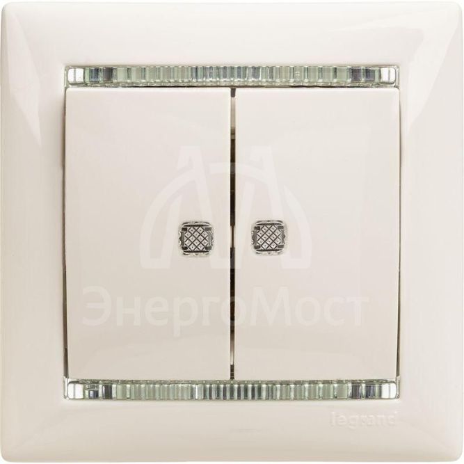 Механизм выключателя 2-кл. СП Valena 10А IP31 250В с зел. подсветкой бел. Leg 774428