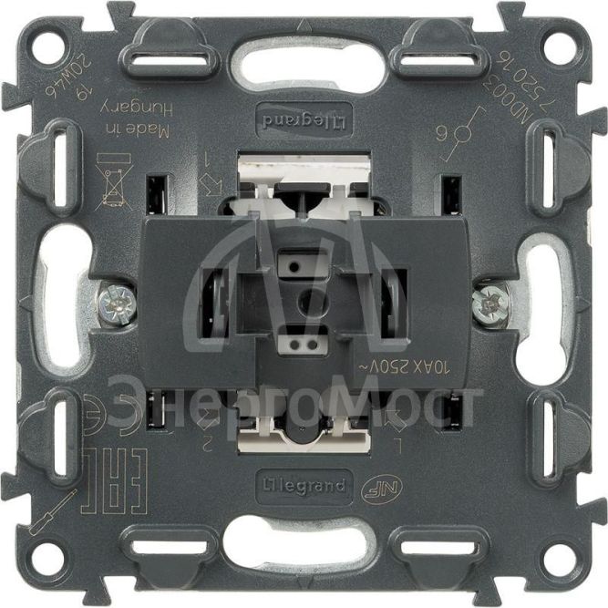 Механизм переключателя 1-кл. СП Valena In&amp;#039;matic 10А IP20 250В 10AX безвинт. зажимы сер. Leg 752016