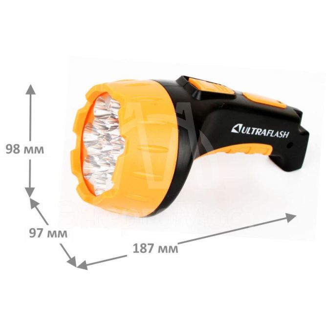 Фонарь LED 3815 (аккум 220В черн./желт. 15 LED; 2 режима SLA пласт. короб) Ultraflash 9217