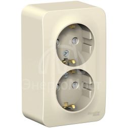 Розетка 2-м ОП Blanca 16А IP20 250В с заземл. защ. шторки с изолир. пластиной молоч. SE BLNRA011212