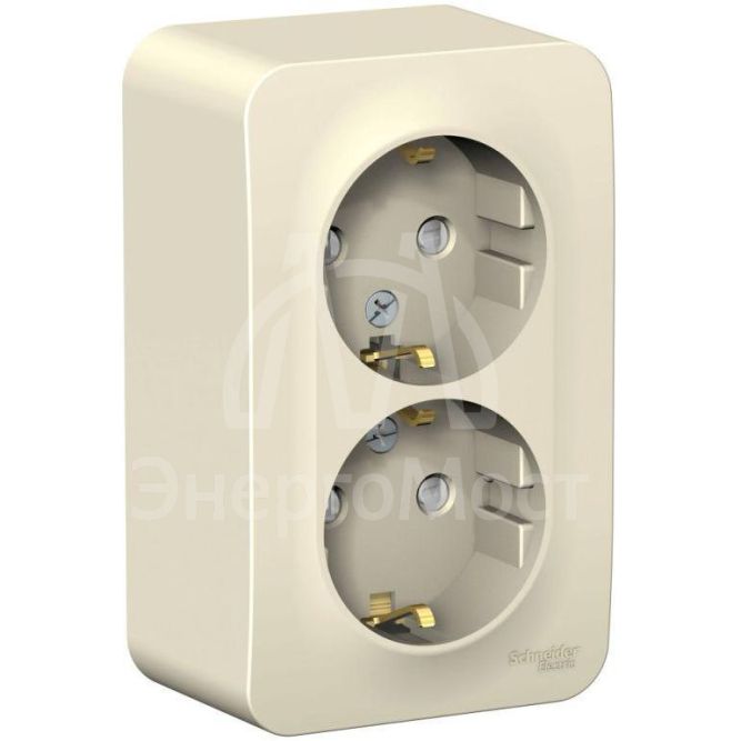 Розетка 2-м ОП Blanca 16А IP20 250В с заземл. защ. шторки с изолир. пластиной молоч. SE BLNRA011212