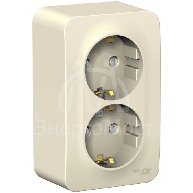 Розетка 2-м ОП Blanca 16А IP20 250В с заземл. защ. шторки с изолир. пластиной молоч. SE BLNRA011212