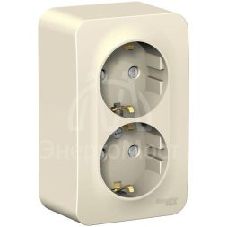 Розетка 2-м ОП Blanca 16А IP20 250В с заземл. защ. шторки с изолир. пластиной молоч. SE BLNRA011212
