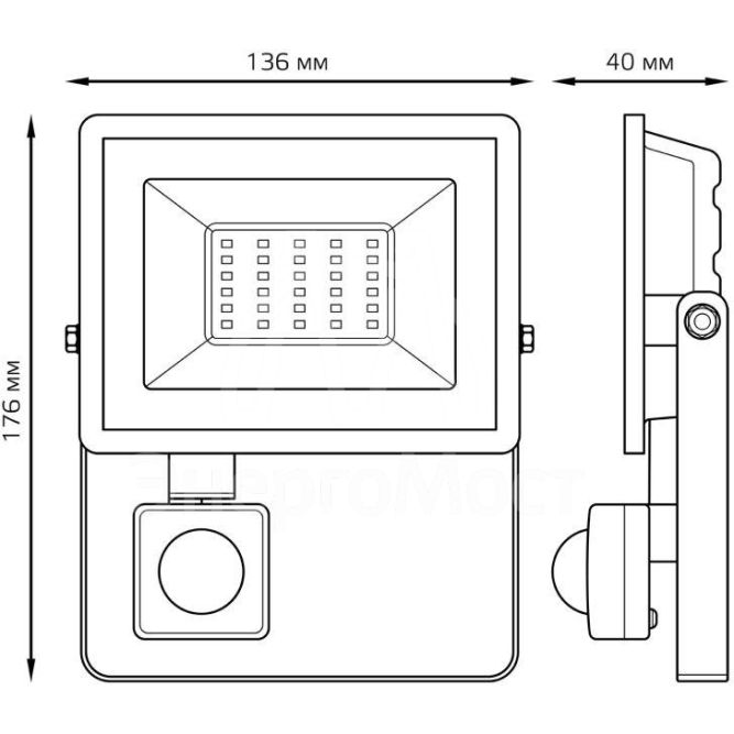 Прожектор светодиодный Elementary 30Вт 2100лм IP65 6500К с датчиком движения Gauss 628511330