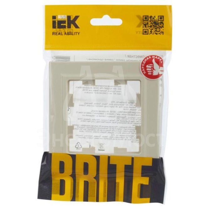 Рамка 1-м BRITE РУ-1-БрКр беж. IEK BR-M12-K10