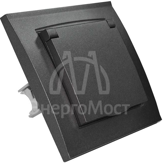 Розетка 1-м СП Бриллиант 16А IP20 с заземл. с крышкой в сборе графит Universal 7947649-Gr