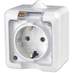 Розетка 1-м ОП Dita 16А IP54 250В с заземл. с прозрачн. крышкой бел. TOKOV LIGHT TKL-DT-R1Z-C01T-IP54
