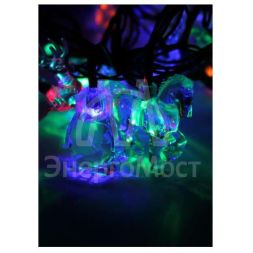 Гирлянда декоративная &amp;quot;Елочные игрушки&amp;quot; (прозр. насадки-пингвины лошадки маленькие олени) 4.4м 30LED мультиколор Космос KOC_GIR30LEDMIX3_RGB