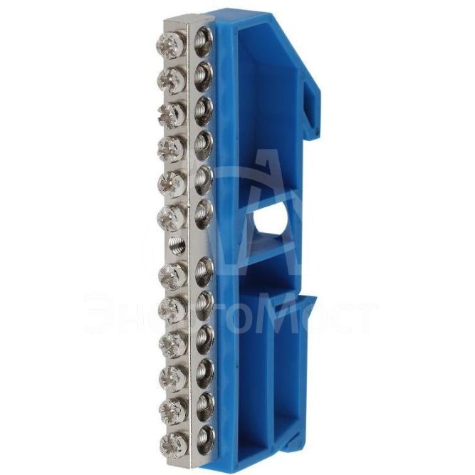 Шина N &amp;quot;ноль&amp;quot; на DIN-изол. ШНИ-6х9-12 никелированная Д син. NO-222-87-1 ЭРА Б0044136