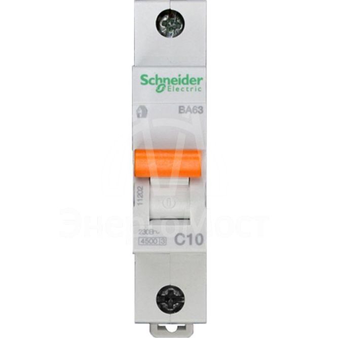 Выключатель автоматический модульный 1п C 10А 4.5кА BA63 Домовой SchE 11202