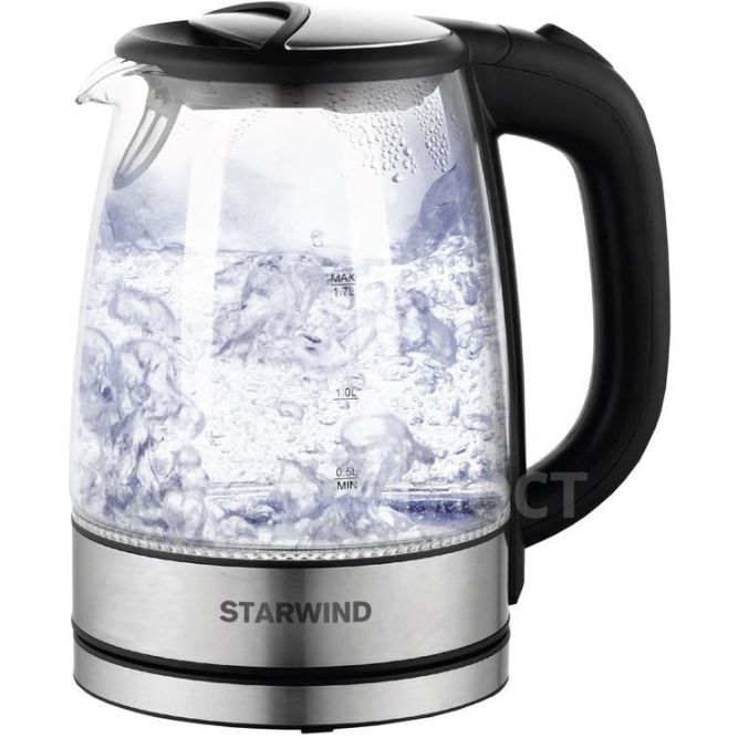 Чайник электрический SKG5210 1.7л 2200Вт черн./серебр. (корпус стекло) STARWIND 1152548