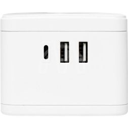 Удлинитель "Куб" 2 гнезда 2USB 2.4А+Type C + Ночник 1.3 метра 1кв.мм EKF UBA-CUB-2-TC