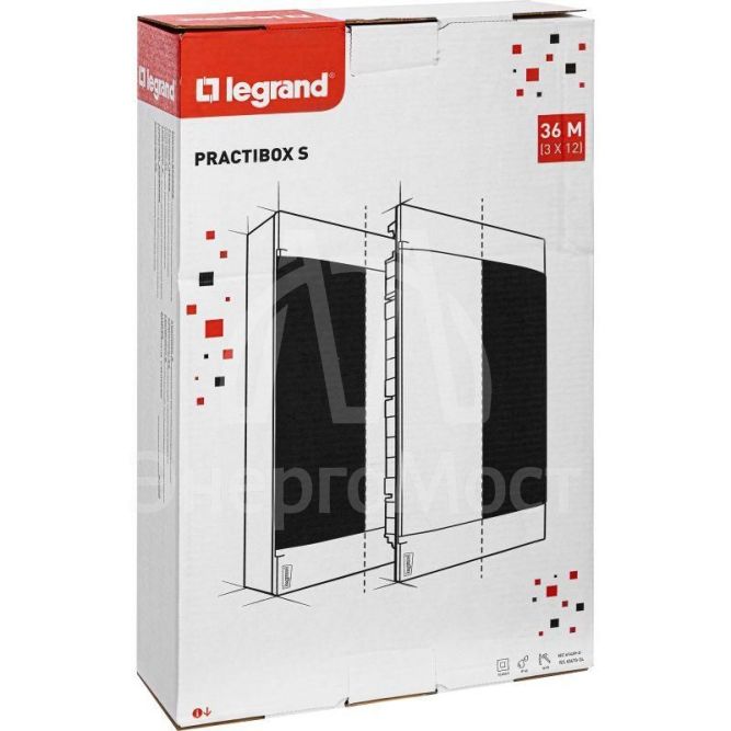 Щиток пластиковый встраиваемый Practibox S 3х12 дым. дверь Leg 135553