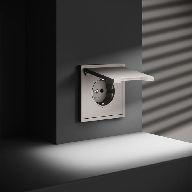 Розетка 1-м СП S70 16А с заземл. защ. шторки + крышка механизм кашемир Voltum VLS040303