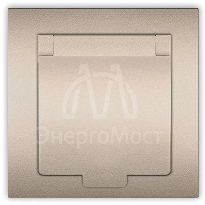 Розетка 1-м СП Афина 16А IP20 с заземл. с крышкой в сборе шампань Universal A0029-Br