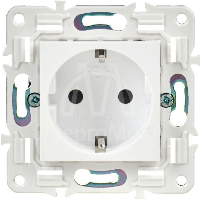 Розетка SKANDY 16А с заземл. защ. штроки б/к SK-R06W арктич. бел. IEK SK-R14-16-1-K01