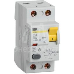 Выключатель дифференциального тока (УЗО) 2п 63А 300мА тип ACS ВД1-63S IEK MDV12-2-063-300