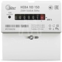 Счетчик НЕВА 103 1S0 1ф 5-60А 220В 1 класс точн. 1 тариф DIN-рейка Тайпит 6121129