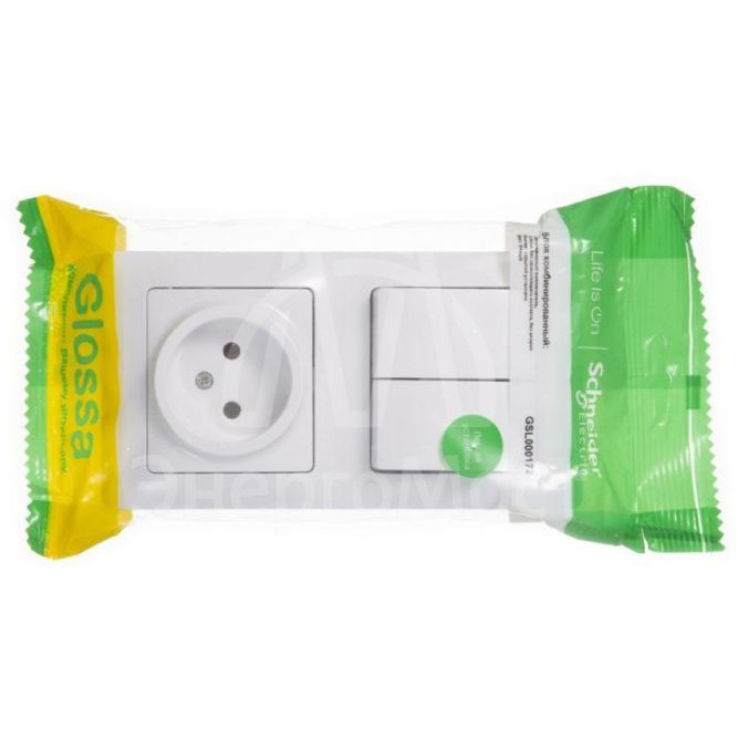 Блок комбинированный GLOSSA розетка + выкл. 2-кл. бел. SchE GSL000172