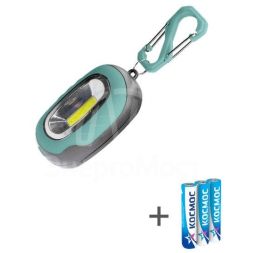 Фонарь-брелок походный кемпинг 1Вт COB LED 3xAAA (R03) корпус ABS-пластик магнит на корпусе карабин КОСМОС KOC206B