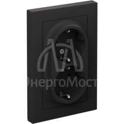 Розетка 2-м AtlasDesign 16А с заземл. защ. шторки в сборе карбон SchE ATN001026