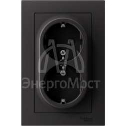 Розетка 2-м AtlasDesign 16А с заземл. защ. шторки в сборе карбон SchE ATN001026