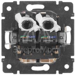 Механизм розетки информ. 2-м СП Valena RJ45 + RJ45 CAT.5E UTP с захватами бел. Leg 774231