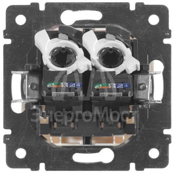 Механизм розетки информ. 2-м СП Valena RJ45 + RJ45 CAT.5E UTP с захватами бел. Leg 774231