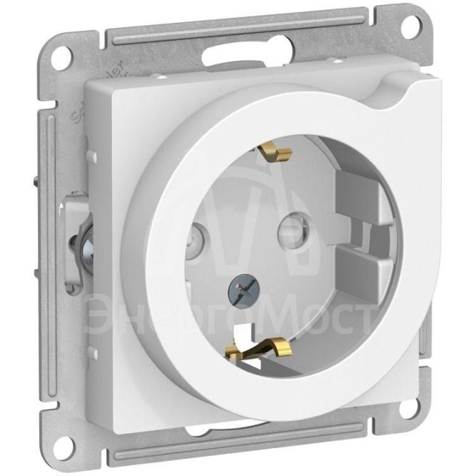Механизм розетки 1-м СП AtlasDesign 16А с заземл. защ. шторки с выталк. бел. SchE ATN000147