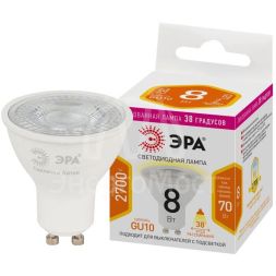 Лампа светодиодная STD LED Lense MR16-8W-827-GU10 GU10 8Вт линзованная софит тепл. бел. свет Эра Б0054941