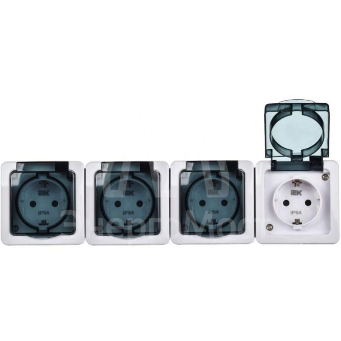 Розетка 4-м ОП Гермес Plus РСб24-3-ГПБд с защ. крышкой с заземл. IP54 IEK ERMP42-K03-16-54-EC