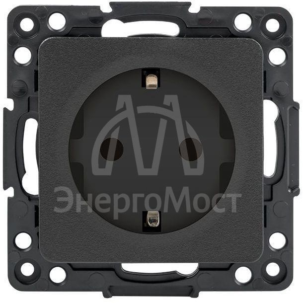 Механизм розетки 1-м СП Стокгольм 16А IP20 с заземл. защ. шторки черн. PROxima EKF EZR16-028-10